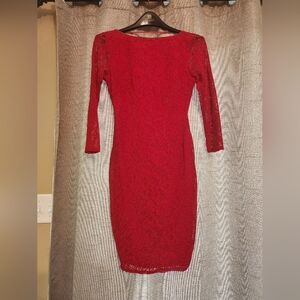 Red Mesh Cocktail/Party Dress - Moda - Small